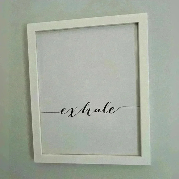 Framed artwork wall decor Inhale and Exhale white with black cursive white frame - Picture 5 of 10